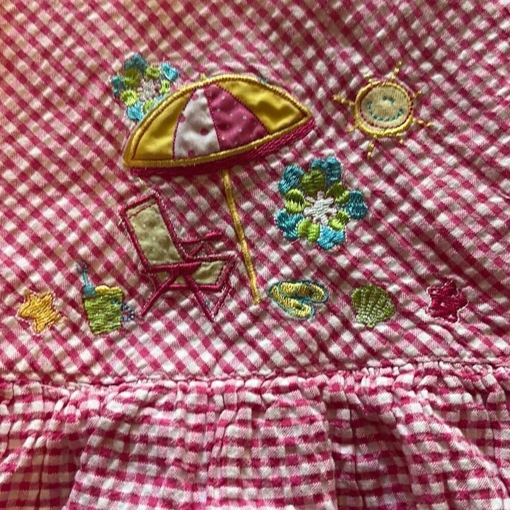 Petit Peony Strawberry Print B.T. Kids Seersucker Embroidered Tier Dress Girls 5